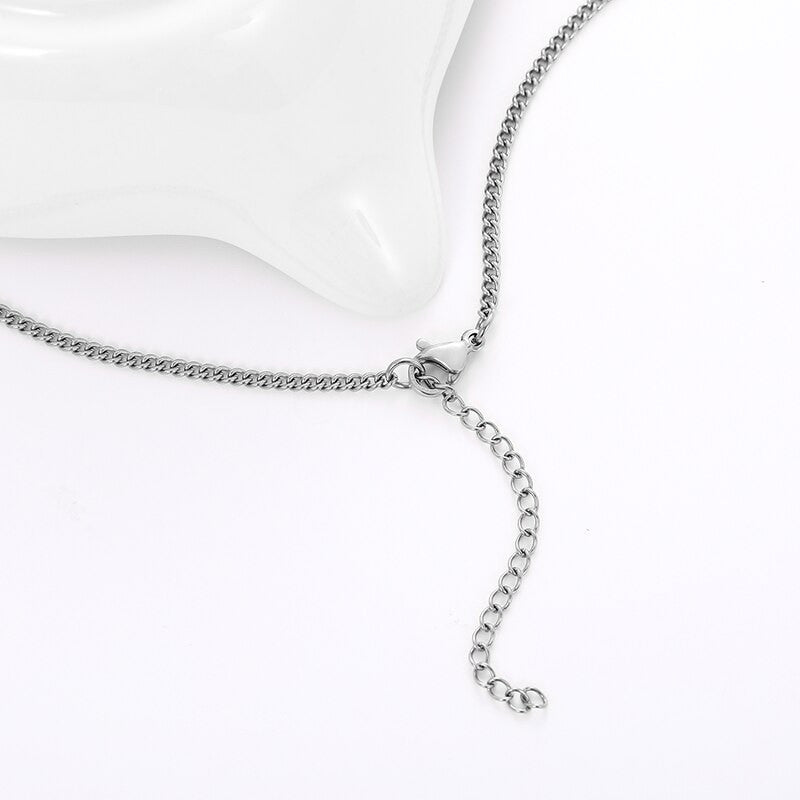 Ladies 2mm Solid No Fade Stainless Steel Cuban Link Classic Necklace w/ Extender Chain