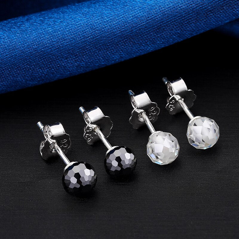 Solid 925 Sterling Silver Genuine VVS Lab Diamond Moissanite Disco Ball Bling Earrings
