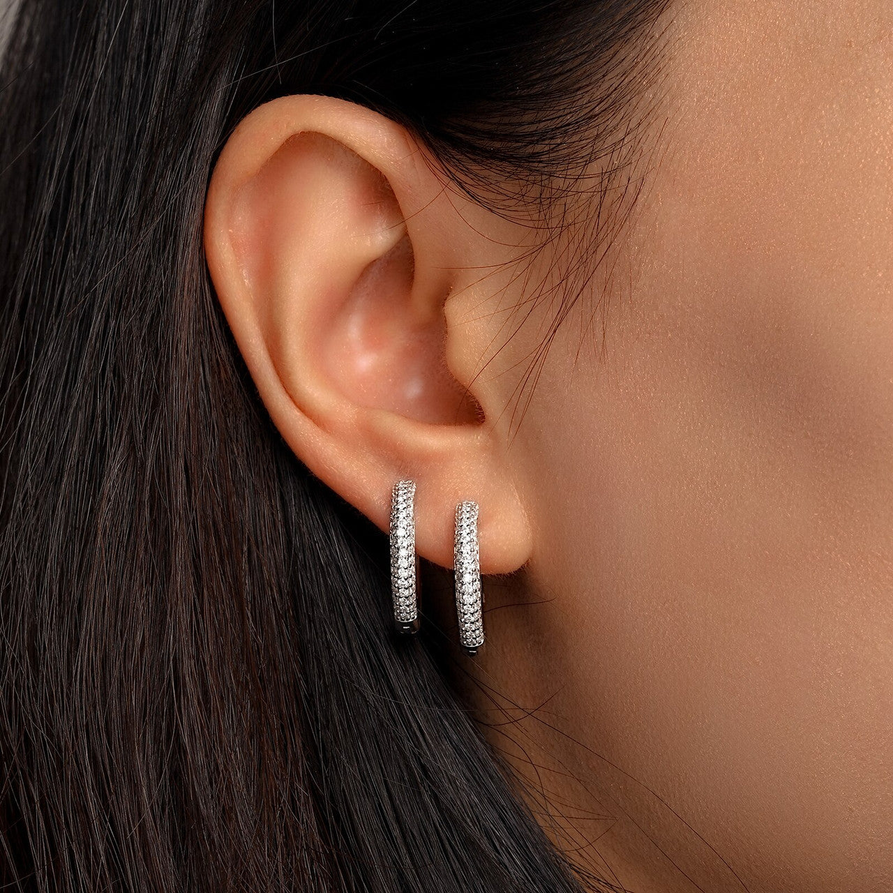 3 Pair 18k Gold Over Solid 925 Sterling Silver D Color Genuine VVS Diamond Stone Hip Hop Huggie Earrings