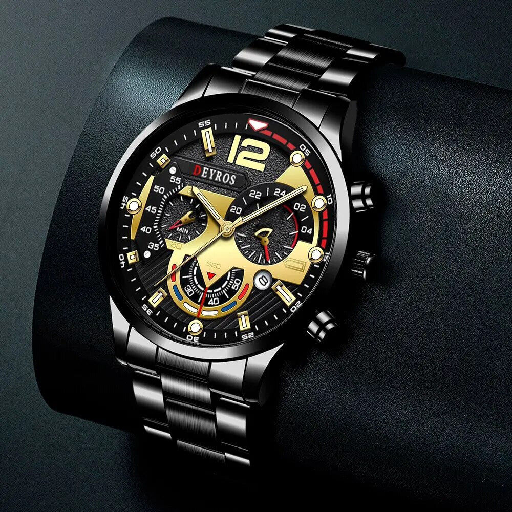 3 Piece Big Business Swag Fashion Stainless Steel Onyx Stone Kings Crown Tiger Eye Bracelet Set