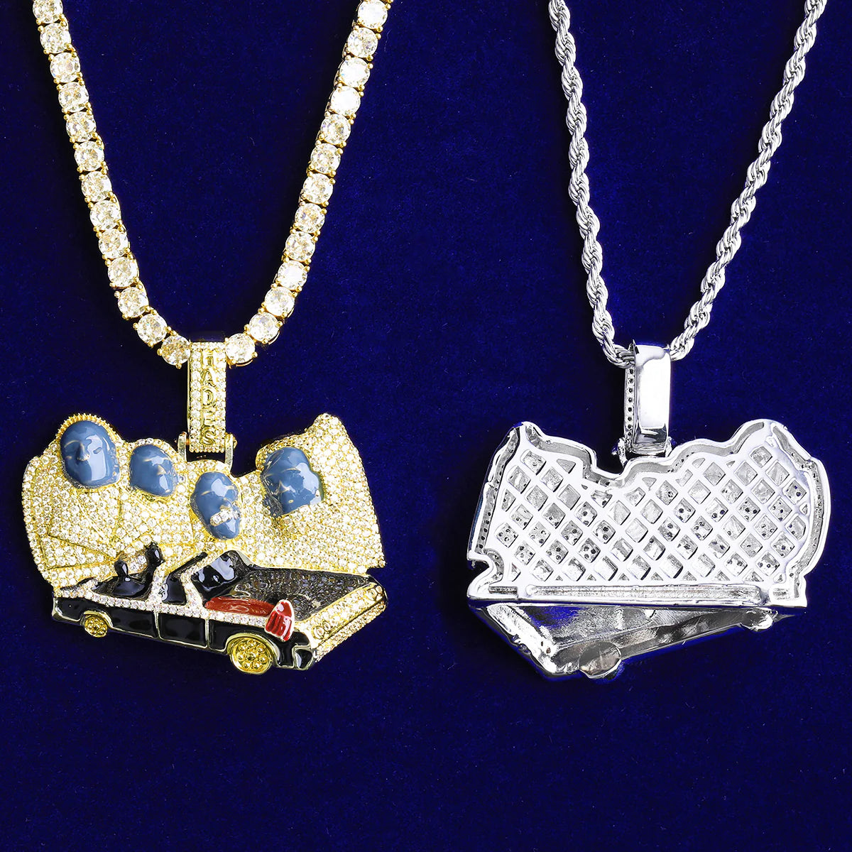 Iced Blinged Out Colgante Presidentes x Hades 66 Blue Face Hip Hop Necklace Pendant