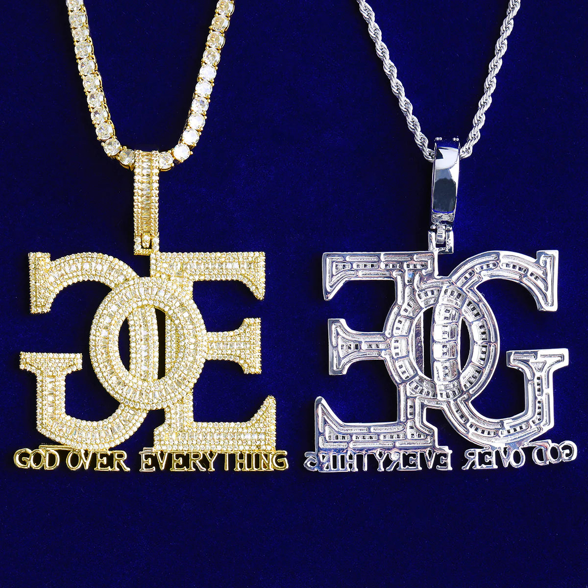 G.O.E | God Over Everything Iced Blinged Out VVS Diamond CZ Hip Hop Pendant