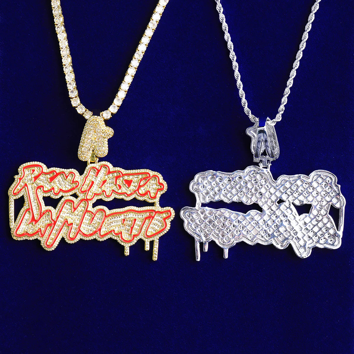 Iced Blinged Out Hip Hop Inspired Real Husta La Muerta Necklace Pendant