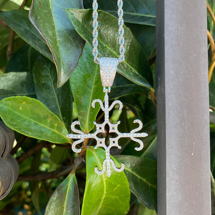 Center Cross | VVS Diamond CZ Four Sided Fleur Di Lis Bling Pendant