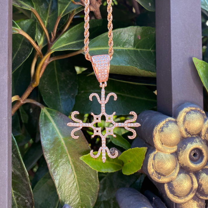 Center Cross | VVS Diamond CZ Four Sided Fleur Di Lis Bling Pendant