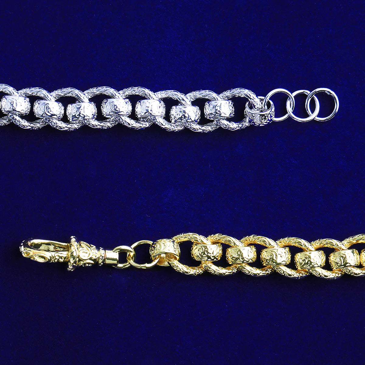 Ring Roller | Detailed Carved 20MM Ring Roller Rolo Link Belcher Clasp Hip Hop Chain