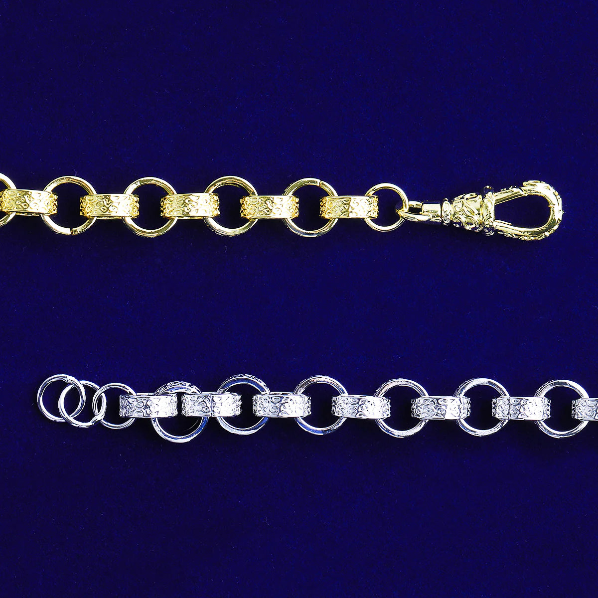 Designer Rolo | Detailed Carved 20MM Rolo Link Belcher Clasp Chain Necklace