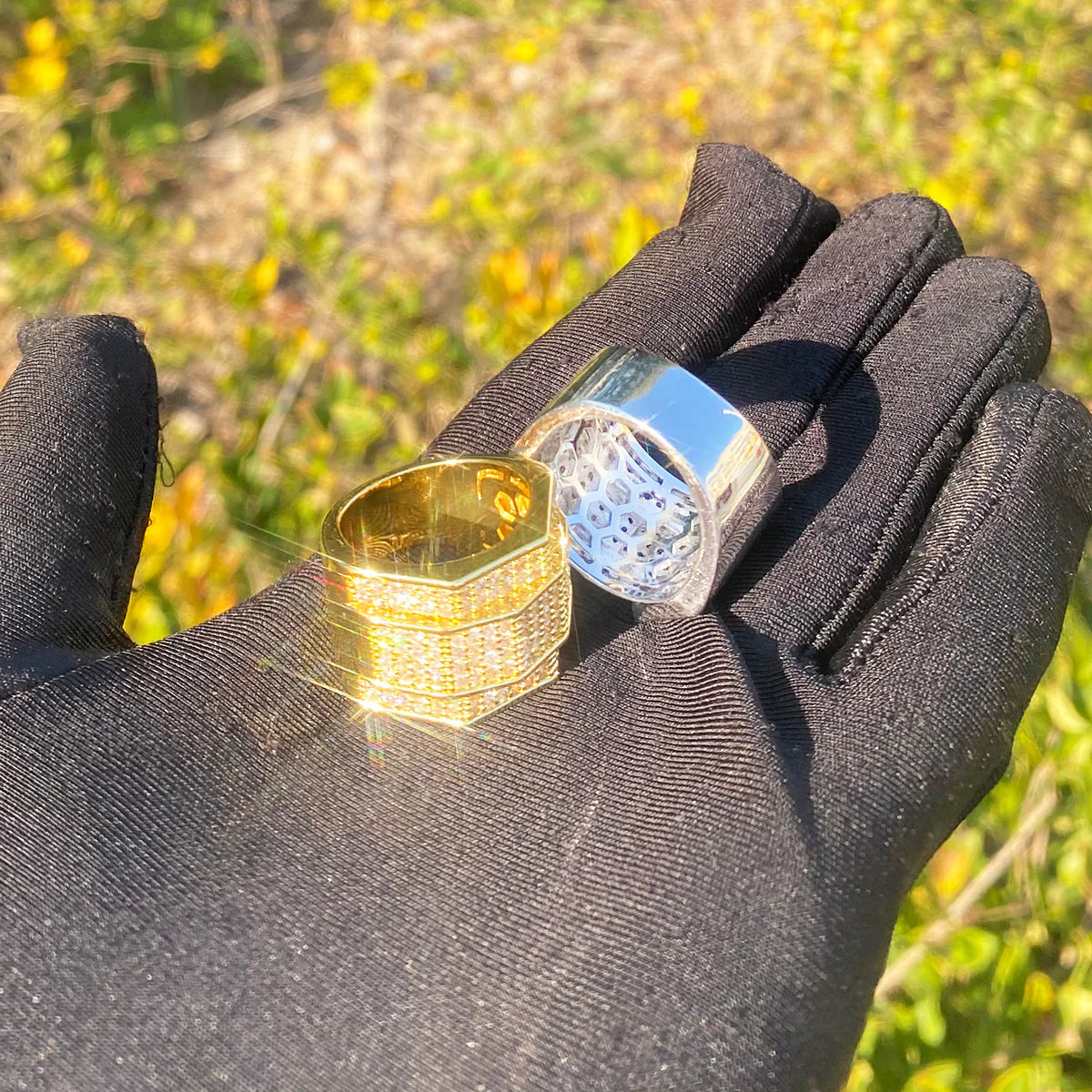 Carved Ice | Luxury 5AA+ VVS Diamond CZ Iced Blinged Out Men's Rings