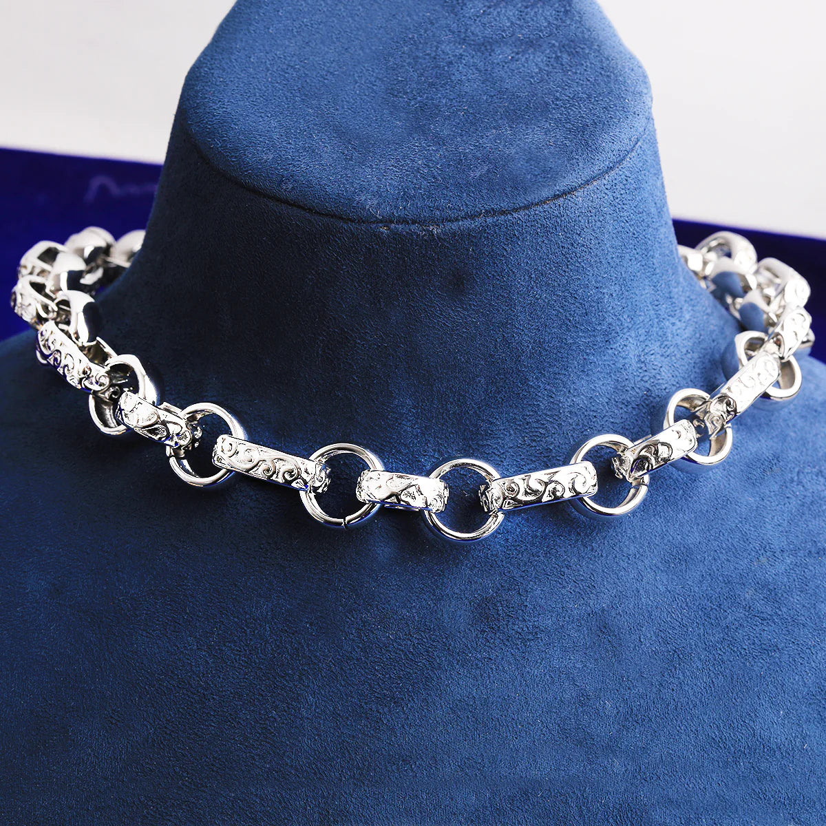 Rolo Roma | Detailed Carved 20MM Rolo Roma Belcher Clasp Hip Hop Chain