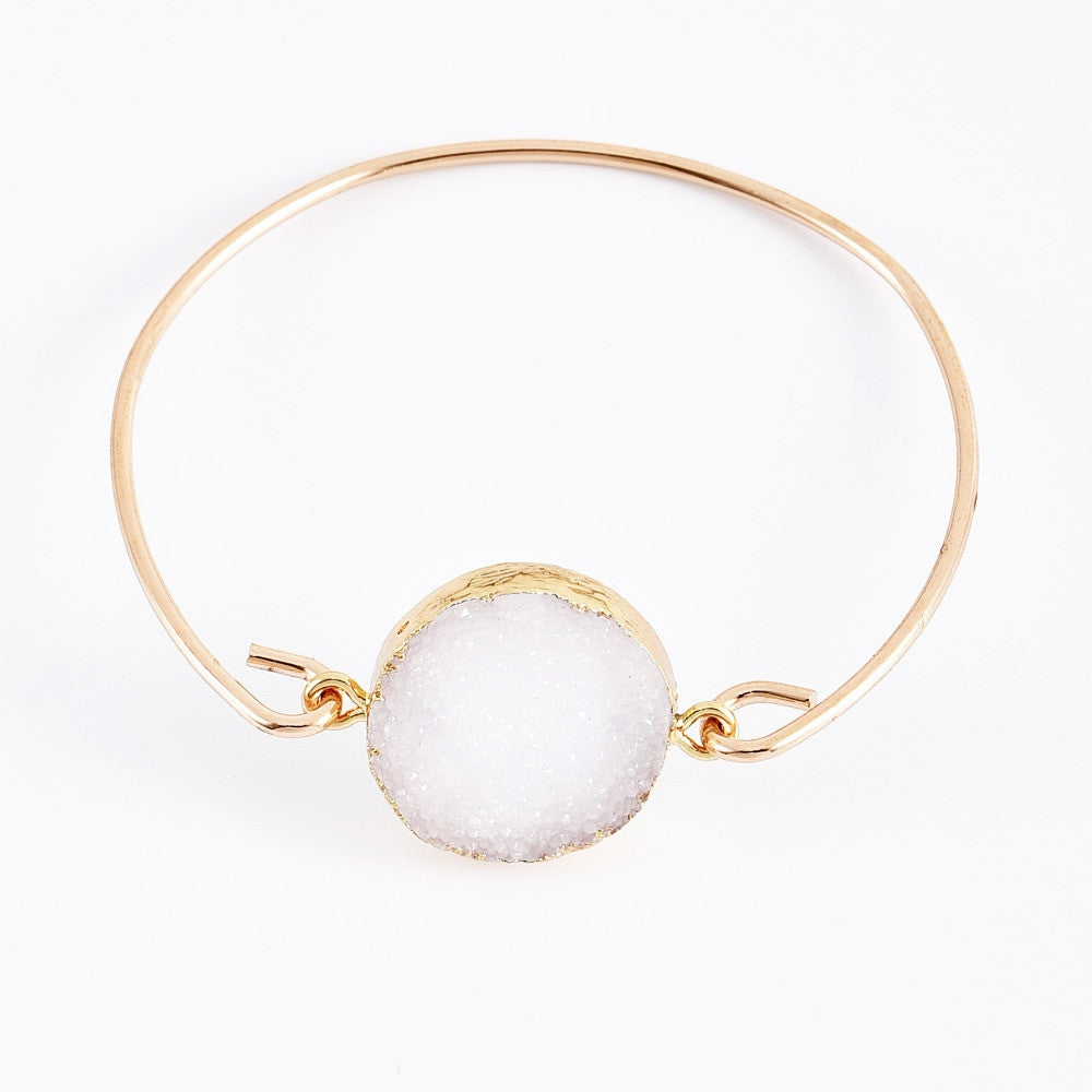 Ladies 5 Piece Boho Personality Princess Gem Moon Shell Tassel Irregular Natural Stone Gold Bracelet Set