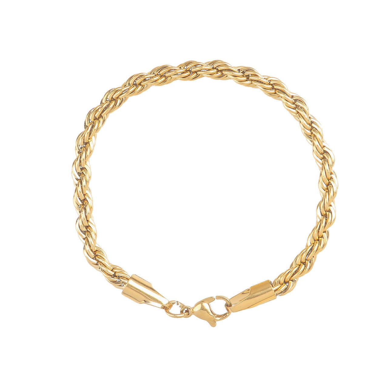 24k 925 Silver Rose Gold 5MM Rope Link Bling Street Wear Bracelets