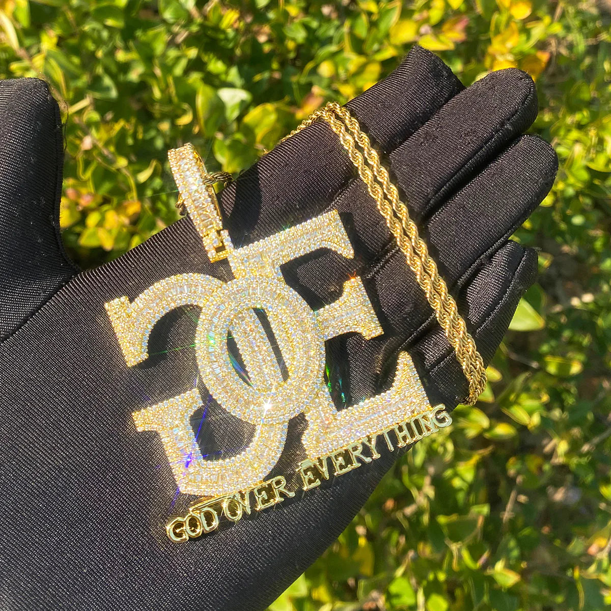 G.O.E | God Over Everything Iced Blinged Out VVS Diamond CZ Hip Hop Pendant