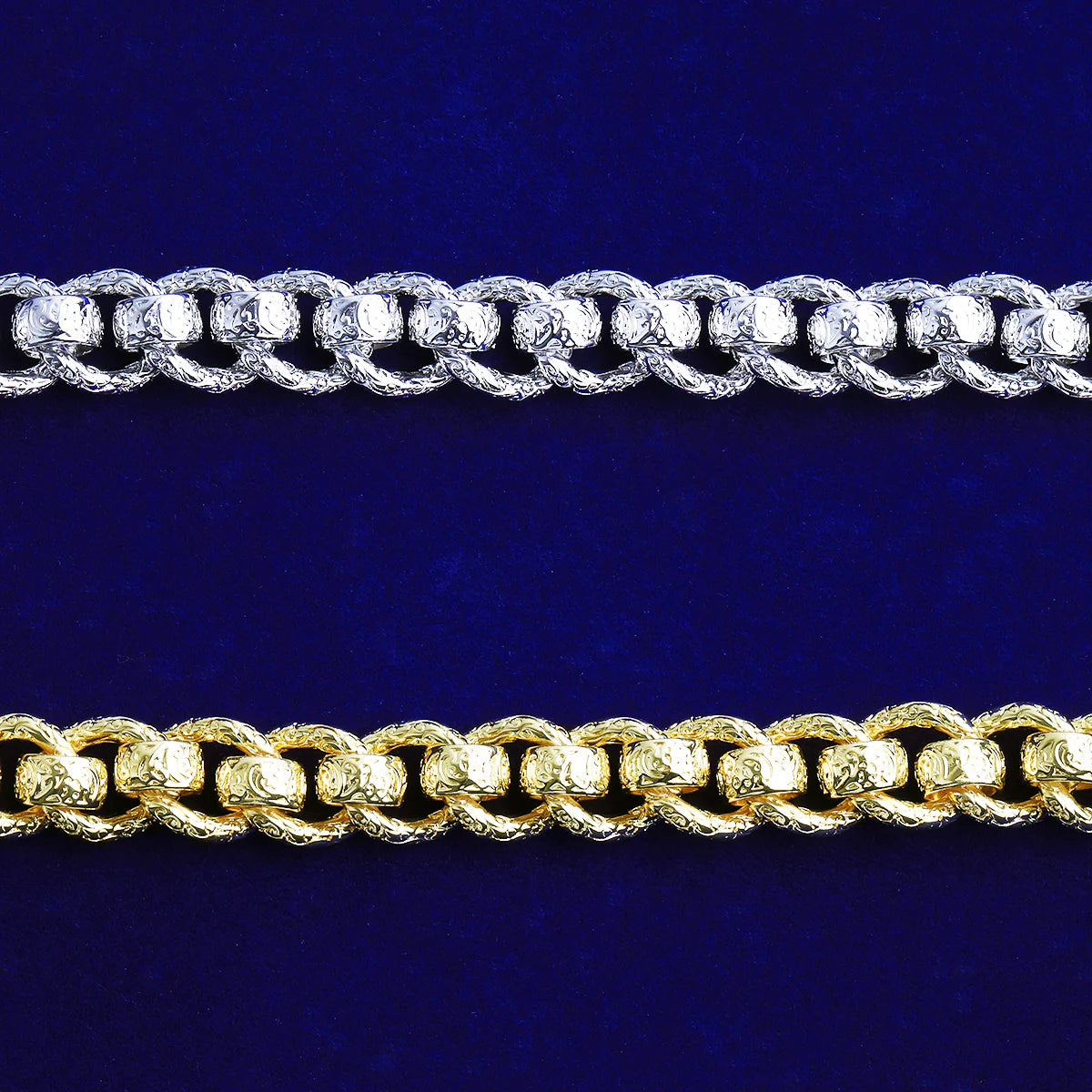 Ring Roller | Detailed Carved 20MM Ring Roller Rolo Link Belcher Clasp Hip Hop Chain