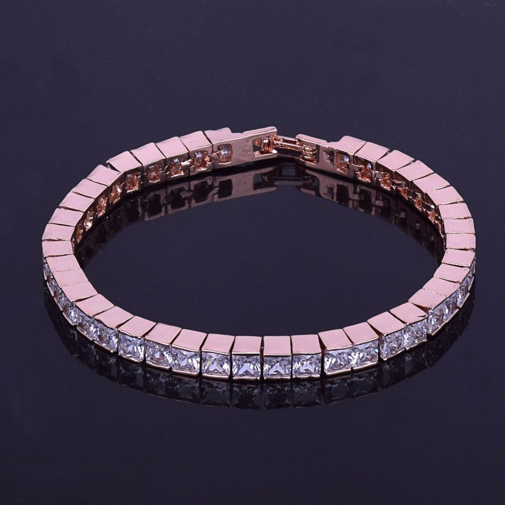 Rose Gold Princess Cut 5mm Tennis Chain Bracelet