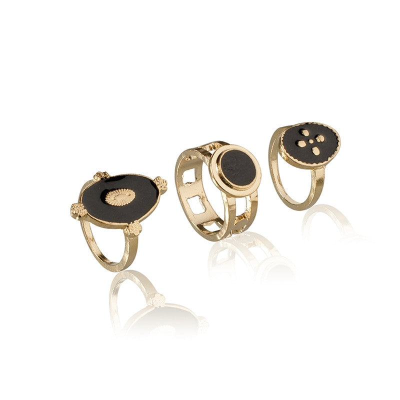 Women Fashion 6 Piece Vintage Style Gold Cross Virgin Mary Joint Ring Set