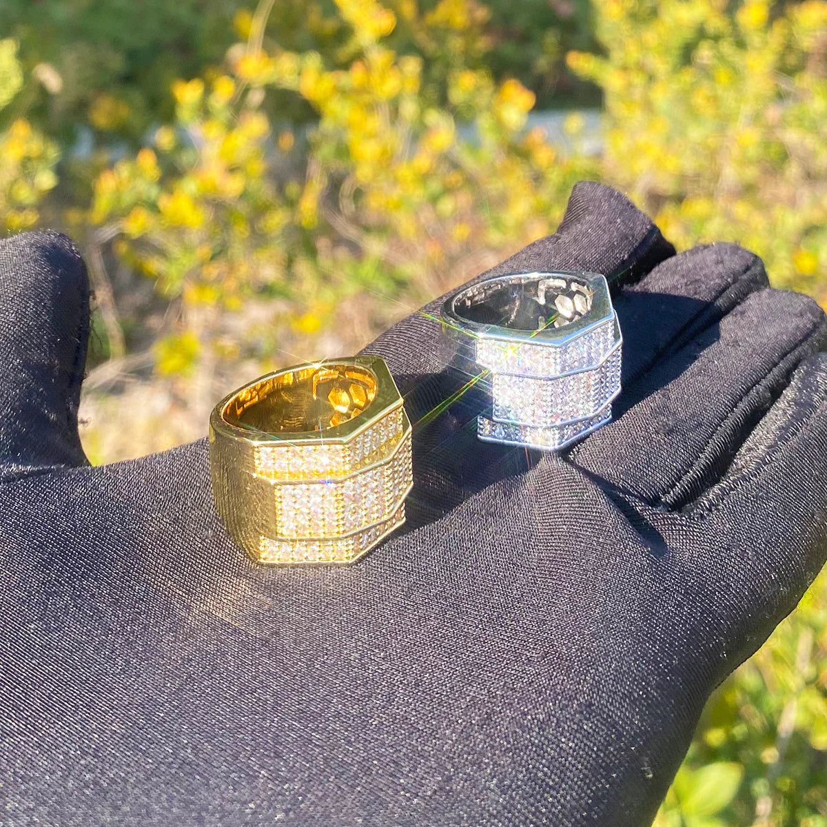 Carved Ice | Luxury 5AA+ VVS Diamond CZ Iced Blinged Out Men's Rings