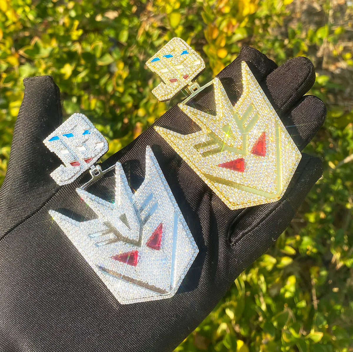 Inspired Transformer Decepticon Symbol Iced Blinged Out Hip Hop Pendant