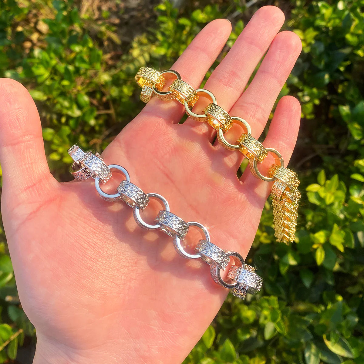 Designer Rolo | Detailed Carved 20MM Rolo Link Belcher Clasp Chain Necklace