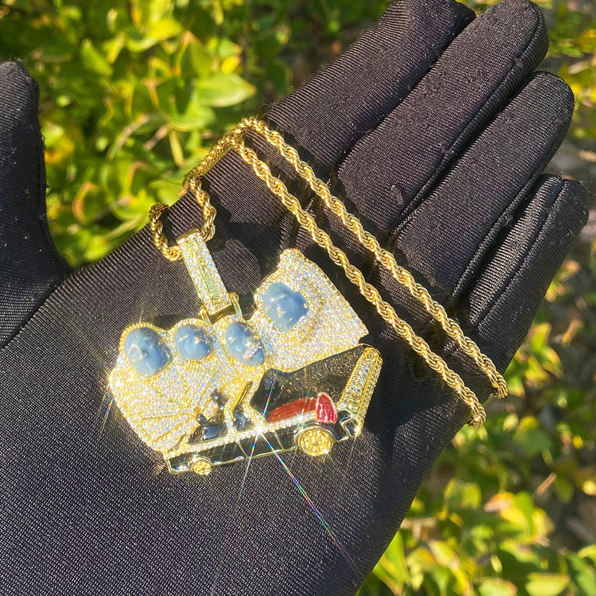 Iced Blinged Out Colgante Presidentes x Hades 66 Blue Face Hip Hop Necklace Pendant