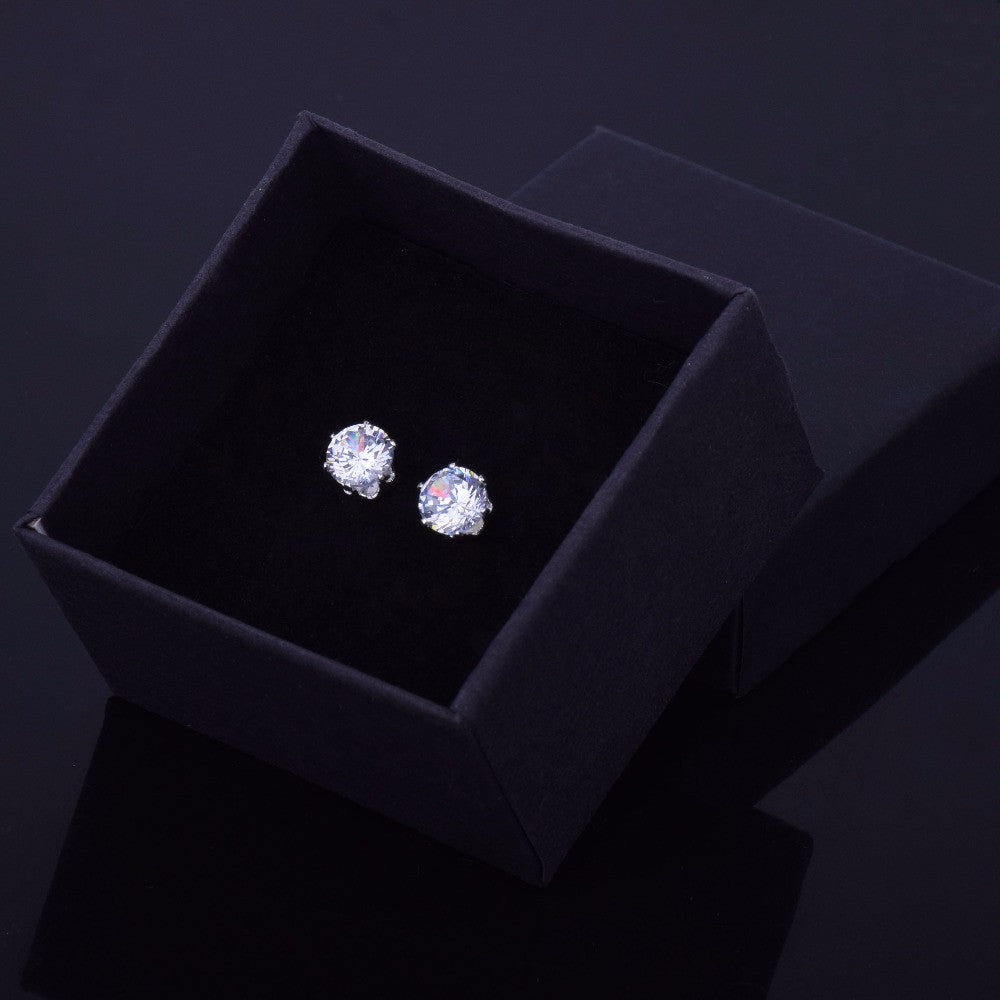 Mens 6mm / 8mm Hip Hop Cubic Zirconia Iced Blinged Out Round Cut Earrings