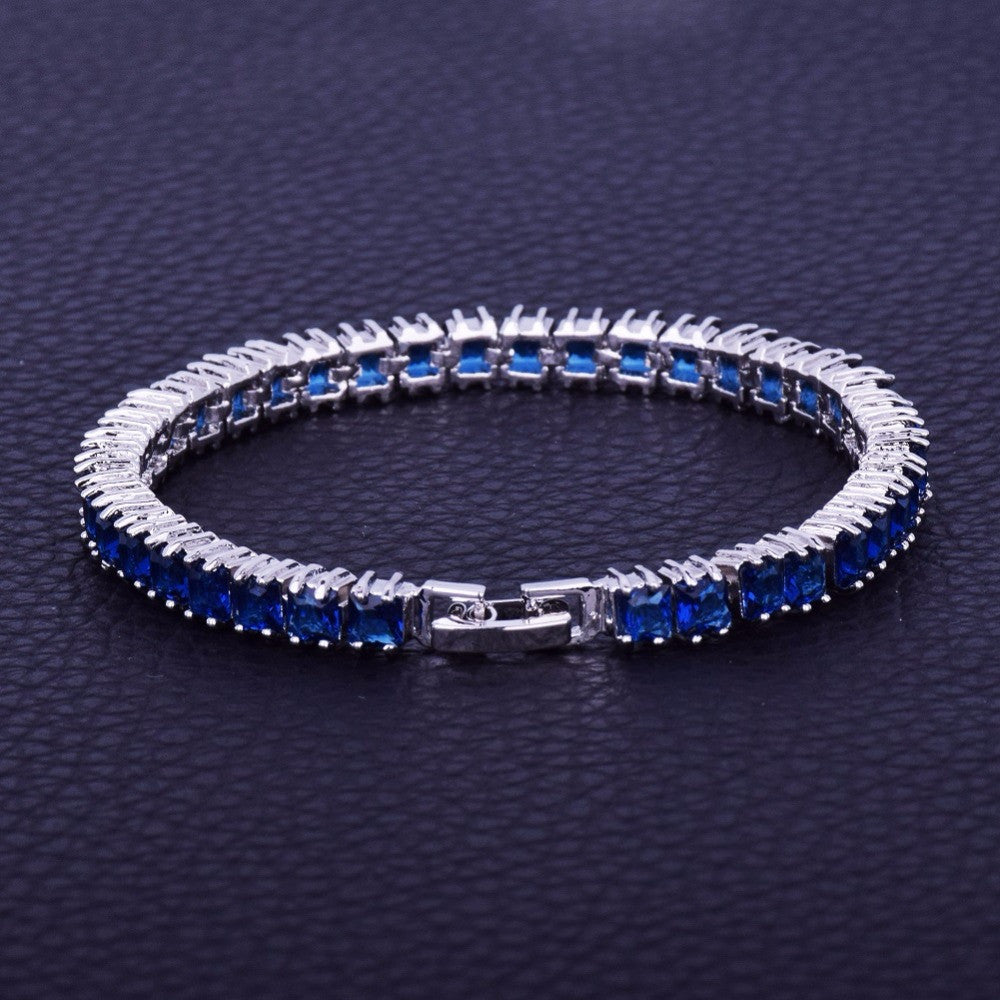 Iced Princess | Colorful VVS Diamond CZ Stone 6mm Princess Cut Tennis Bracelet