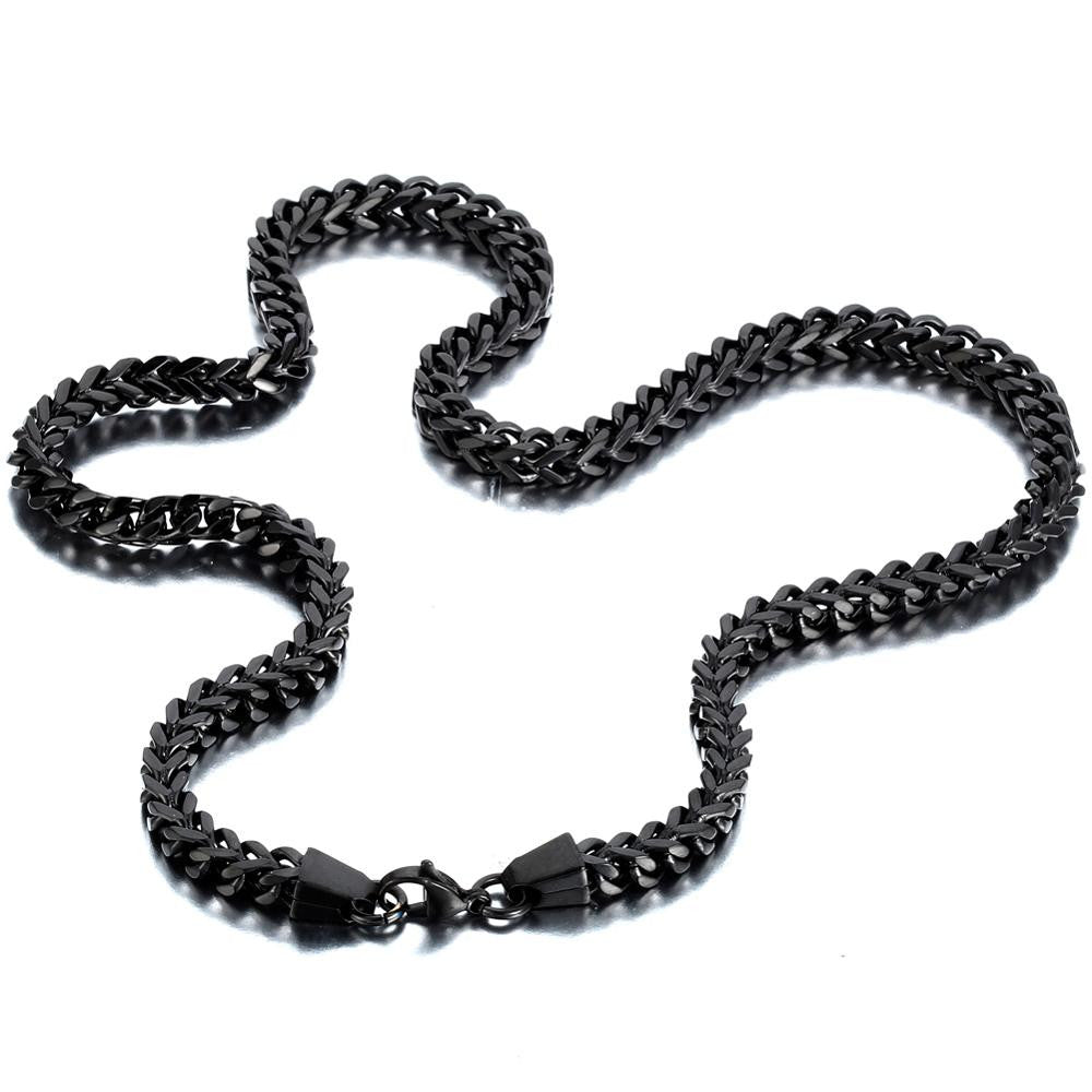 6mm Black Stainless Steel Classic Franco Link Men's Street Wear Hip Hop Chain Necklace