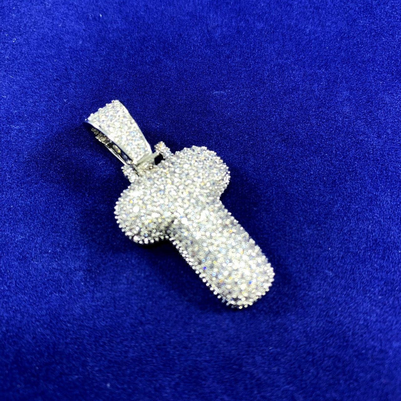 Initial T .925 Silver Plated 3AAA Micro Pave Flooded Ice Custom Bubble Letters Hip Hop Chains