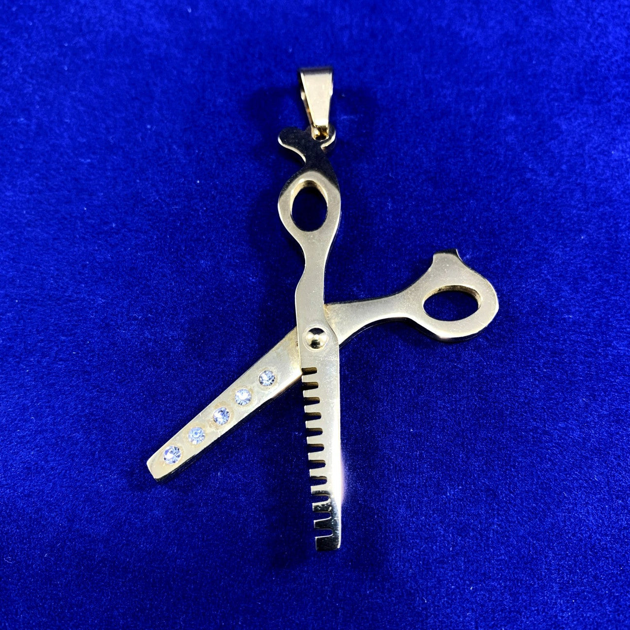 14k Gold Over No Fade Stainless Steel Haircut Barber Scissors Chain Pendant