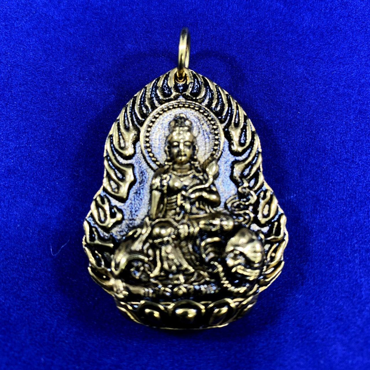 14k Gold Black Accents Buddhism Bodhisattva 316L Stainless Steel Buddha Pendant