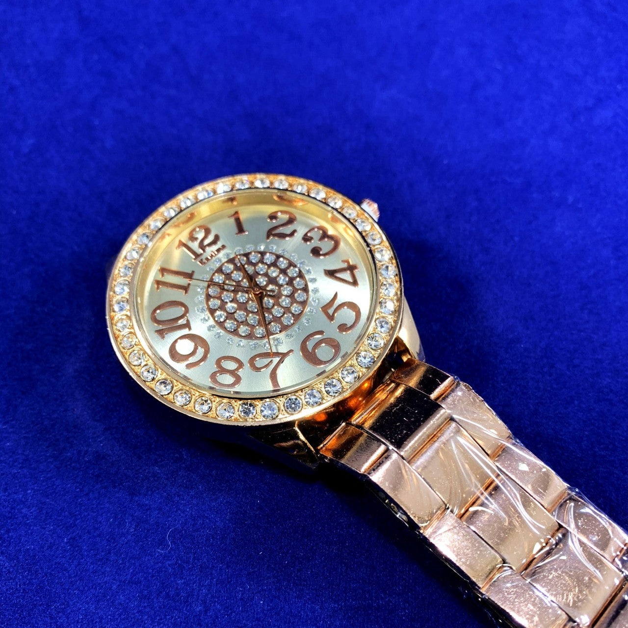 Mens Luxury Boys Stainless Steel Pointer Iced Blinged Out Wrist Watch Rose Gold