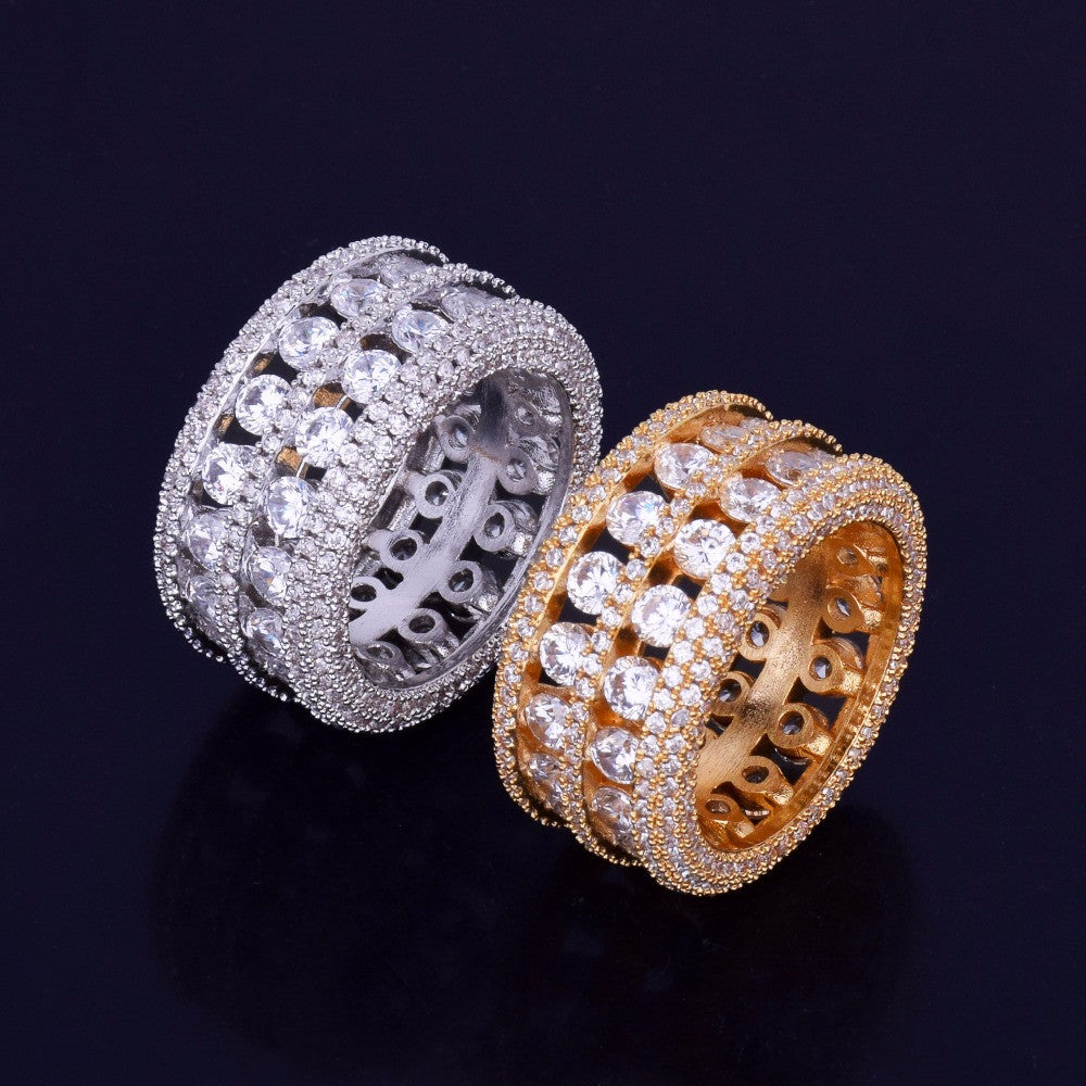 The Ultra Baller | 7 Row Solitaire Hip Hop 18k Gold 925 Silver Prong S ...