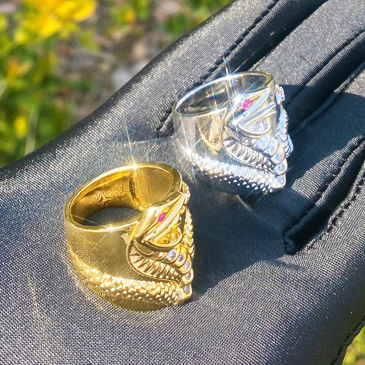 The Cobra | VVS Diamond CZ Luxury 5AA+ Iced Red Eyed Cobra Snake Rings