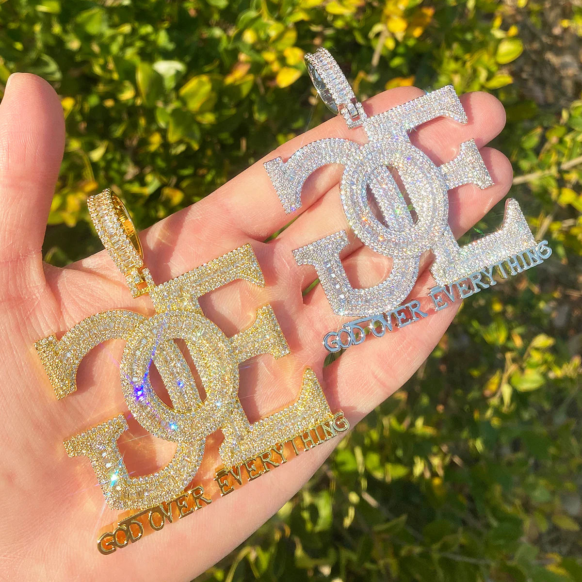 G.O.E | God Over Everything Iced Blinged Out VVS Diamond CZ Hip Hop Pendant