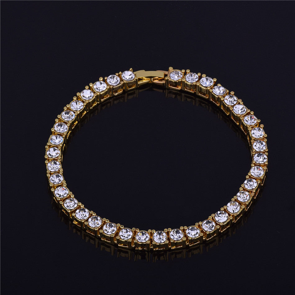 Tennis Classic Bracelet | Hip Hop 14k Rose Gold Silver Simulate Diamond Bracelet