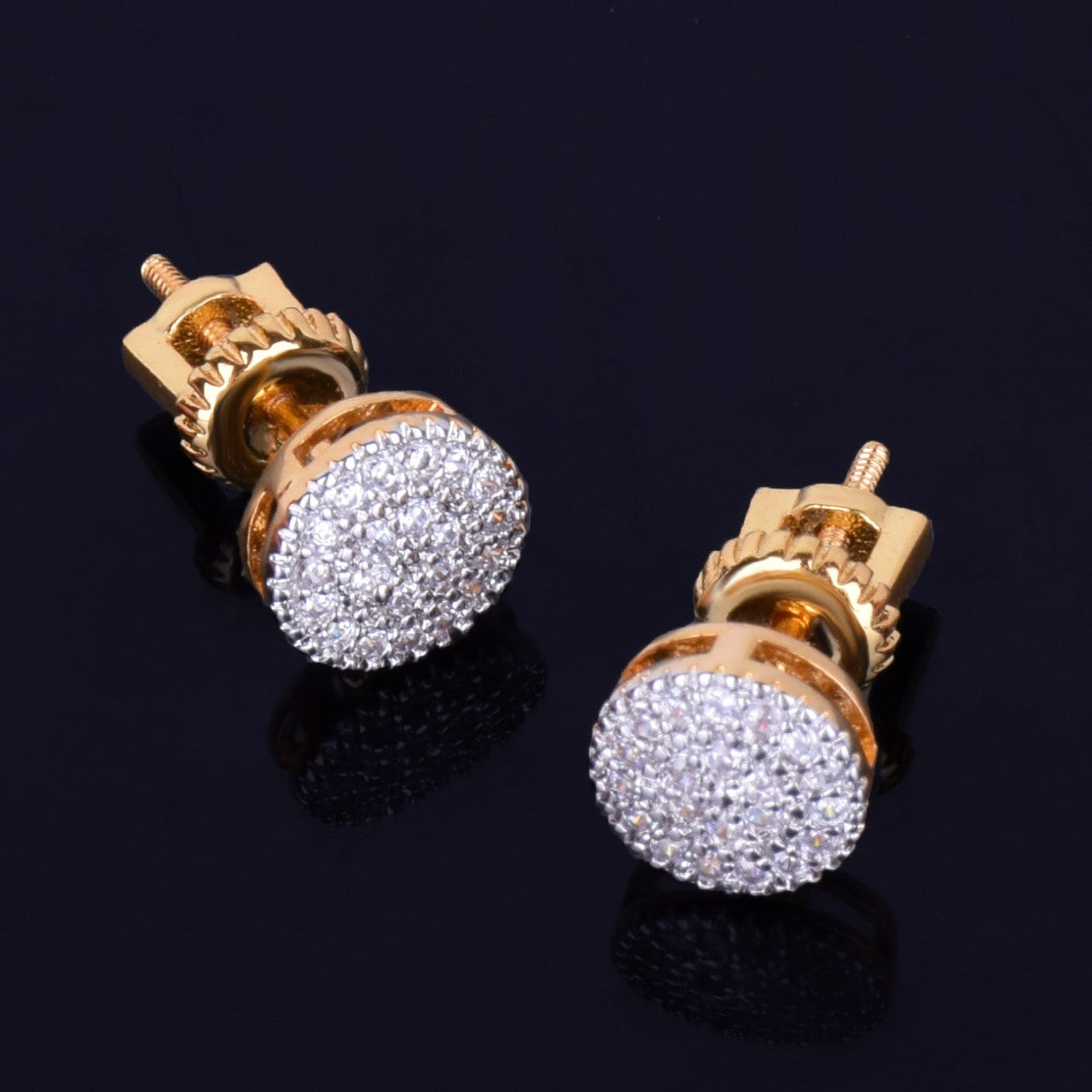 Polar Caps | 8MM Round Stud  VVS Diamond CZ Screw Back Hip Hop Earrings