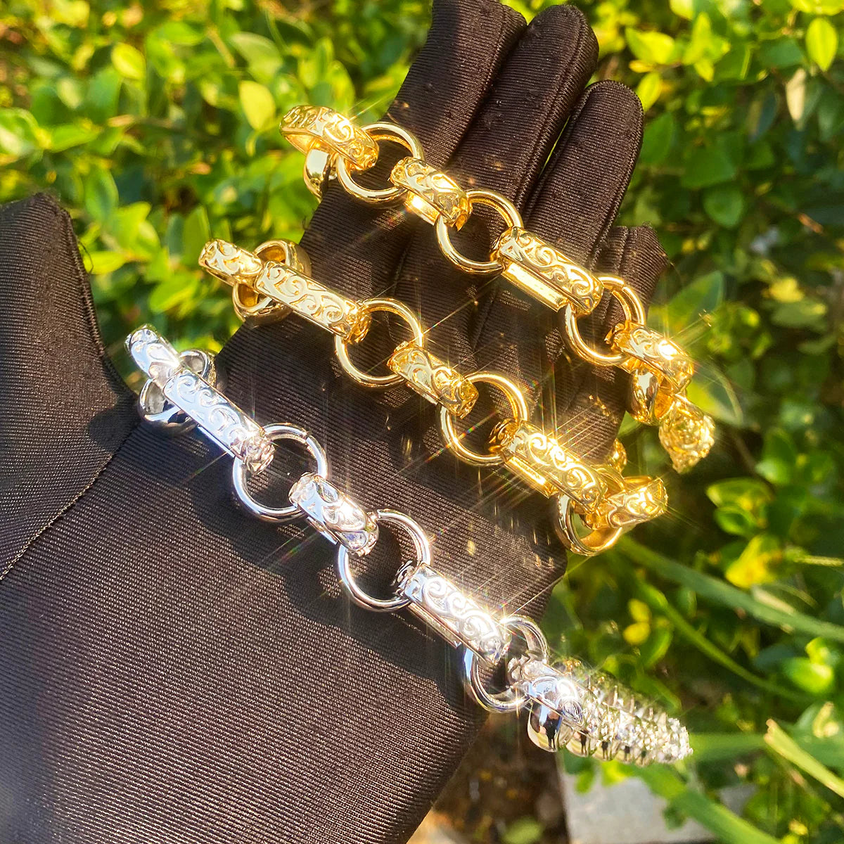 Rolo Roma | Detailed Carved 20MM Rolo Roma Belcher Clasp Hip Hop Chain