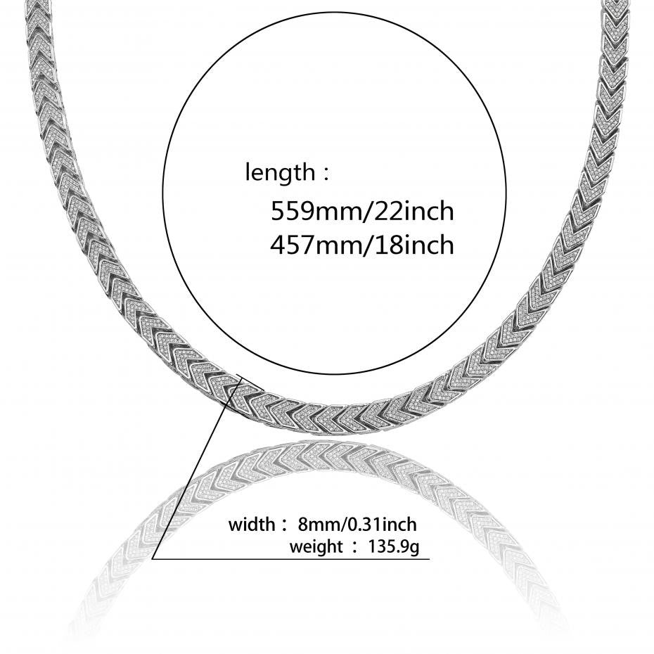 Flooded Ice 8mm Full 3D Franco Link AAA Micro Pave Stone Square Cut Choker Tight Neck Link Chain Necklace