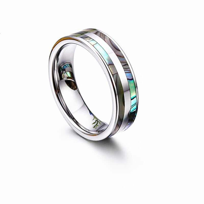 Couples Tungsten Carbide Abalone Sea Shell 8mm Lovers Rings