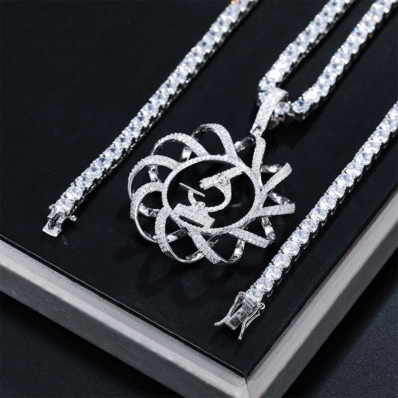 Flooded Ice VVS Lab Diamond Microscope DNA Solid Sterling Silver Hip Hop Chain Pendant