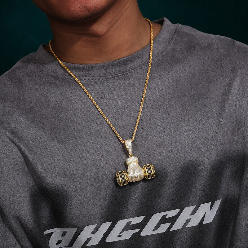 Do You Even Lift Solid Sterling Silver Dumbbell Genuine VVS Diamond Pendant Chain