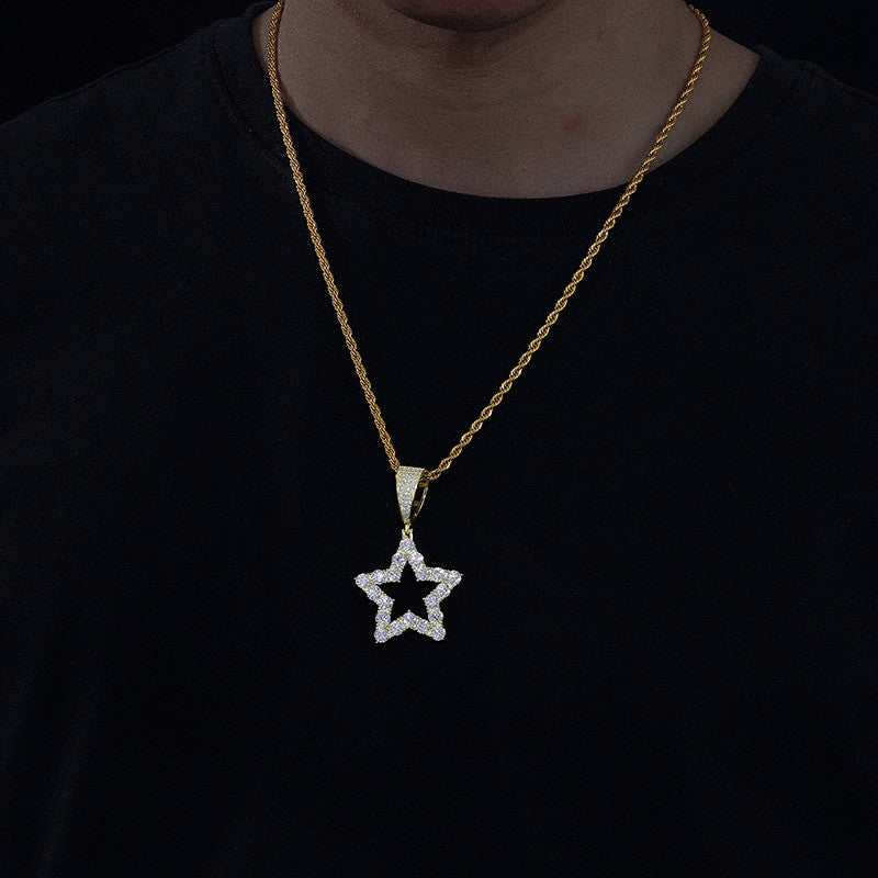 VVS Genuine Diamond Flooded Ice Super Star 925 Sterling Silver Hip Hop Pendants