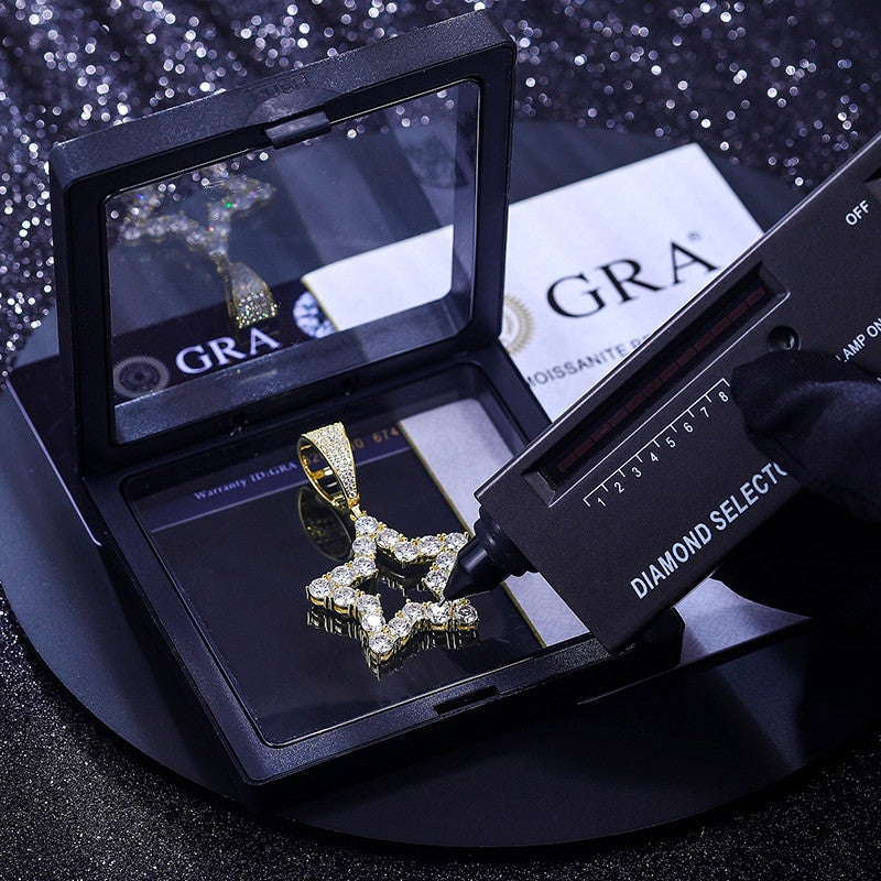 VVS Genuine Diamond Flooded Ice Super Star 925 Sterling Silver Hip Hop Pendants