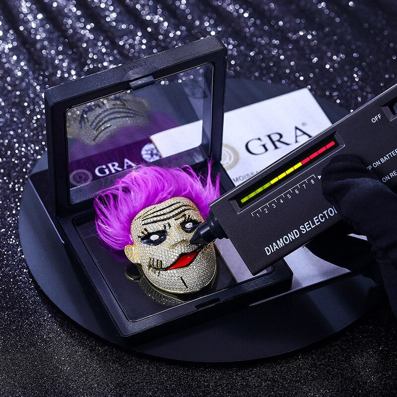 Genuine VVS Lab Diamond Solid Sterling Silver Joker Depiction Hip Hop Chain Pendant