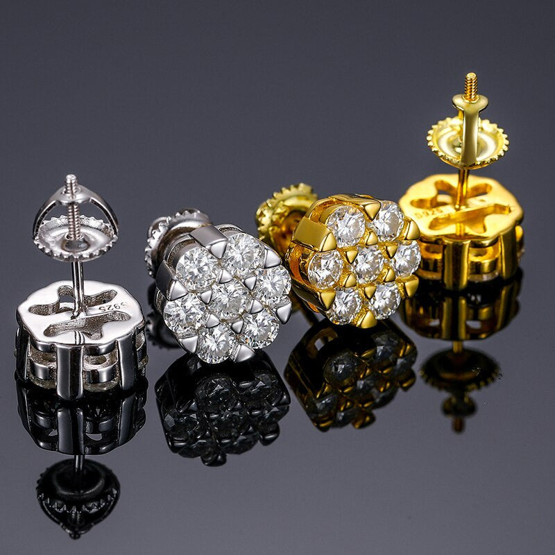 Genuine VVS Moissanite Diamond Iced Blinged Out Solid Sterling Silver Hip Hop Earrings