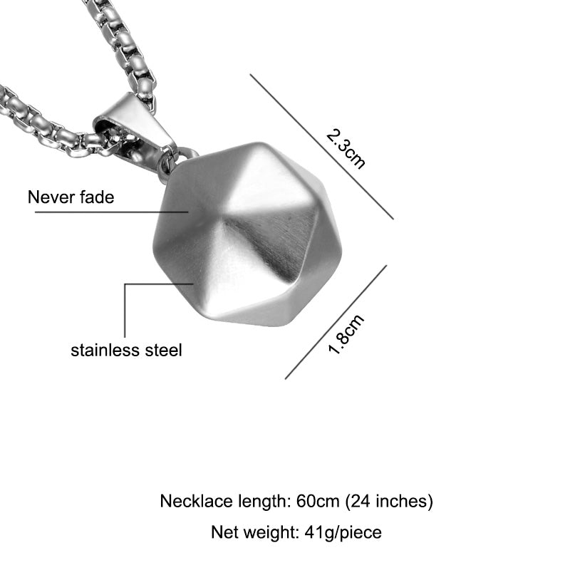 Stainless Steel Polyhedron 14k Gold Pendant Chain Necklace