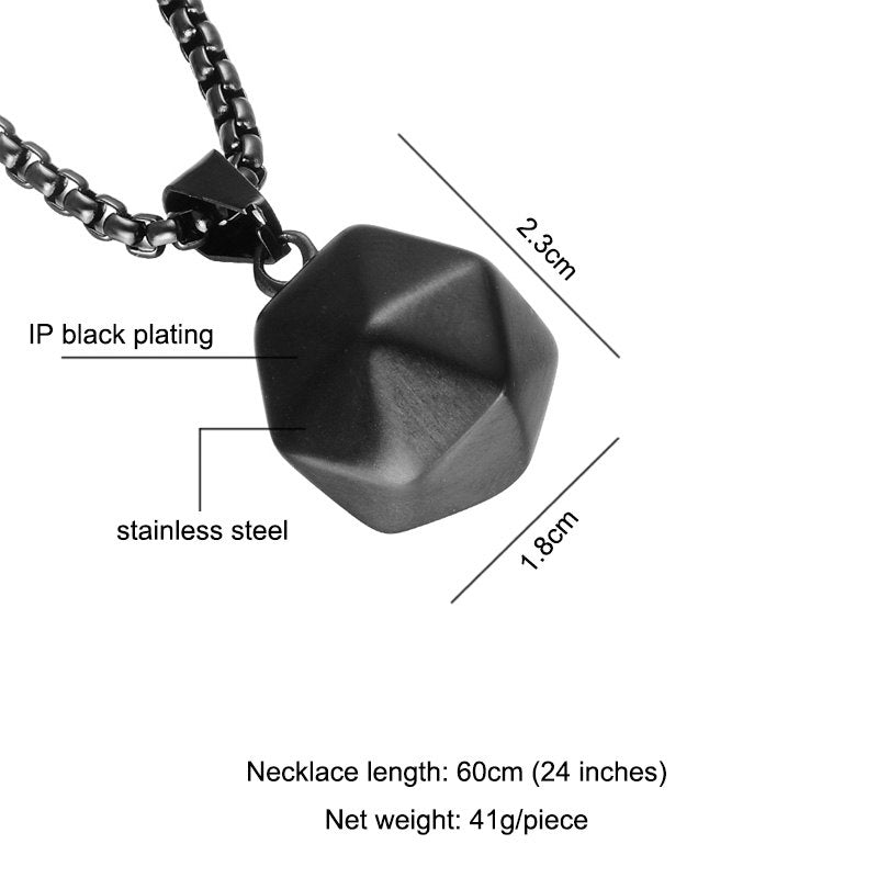 Stainless Steel Polyhedron 14k Gold Pendant Chain Necklace