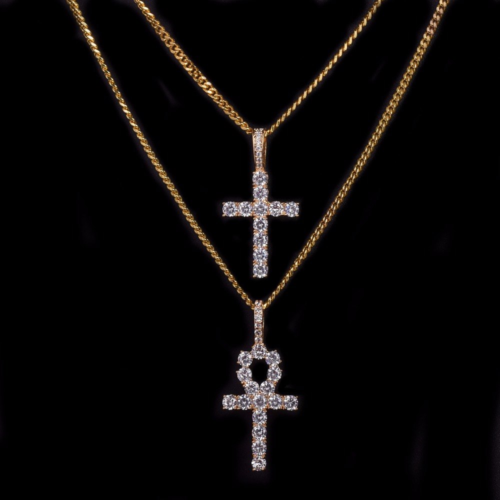 Key To Life | Ankh Cross Gold Silver African Egyptian Pendant Chain Necklace Set