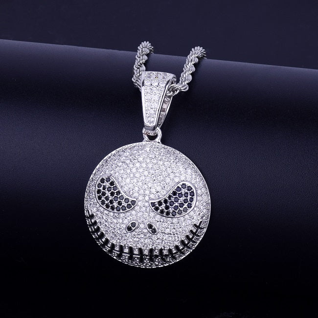 Flooded Ice Nightmare Emoji Face 18k Gold .925 Silver Hip Hop Chain Pendant