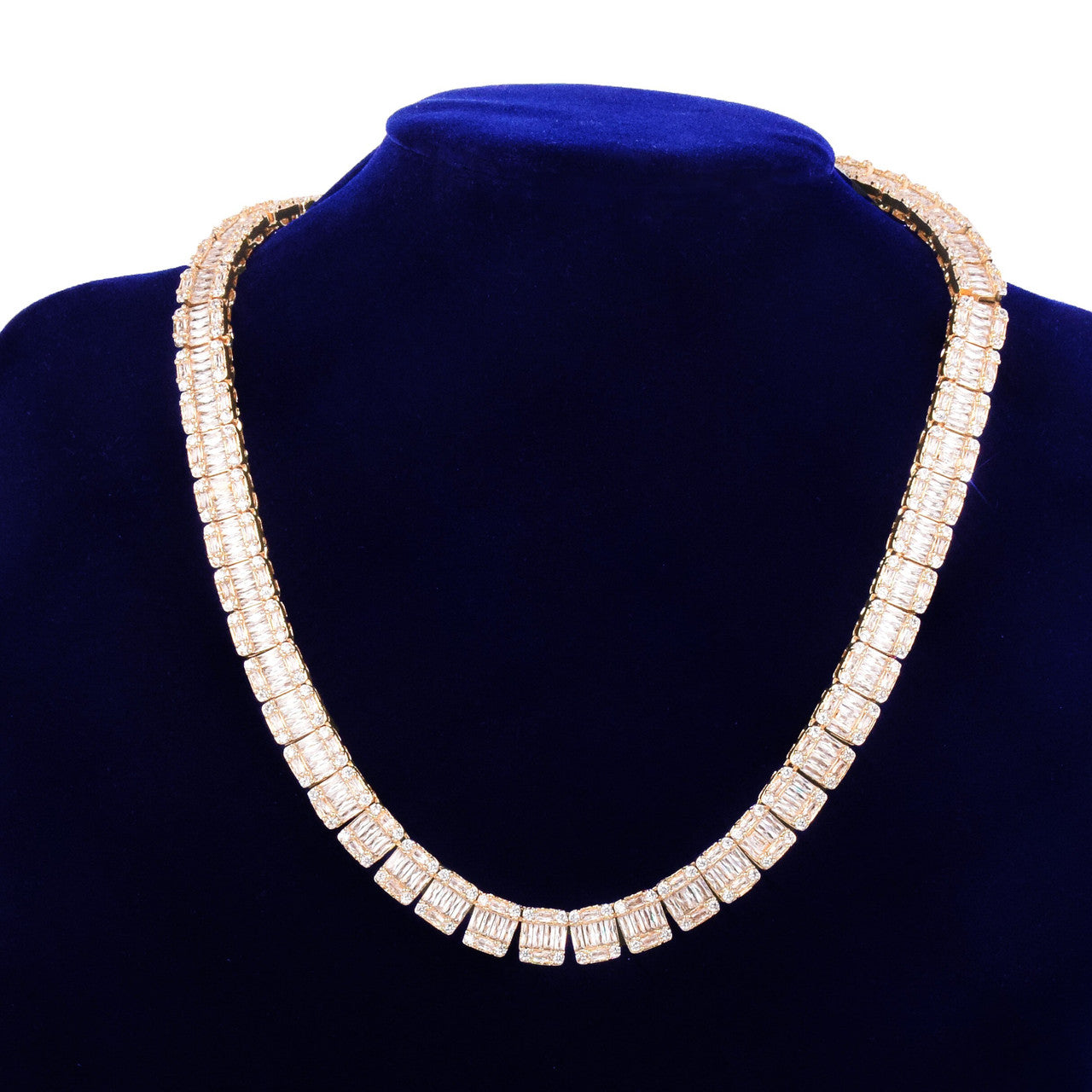 Super Star | 9MM Street Rock 24k Gold Square Baguette Flooded Ice Hip Hop Chain Necklace