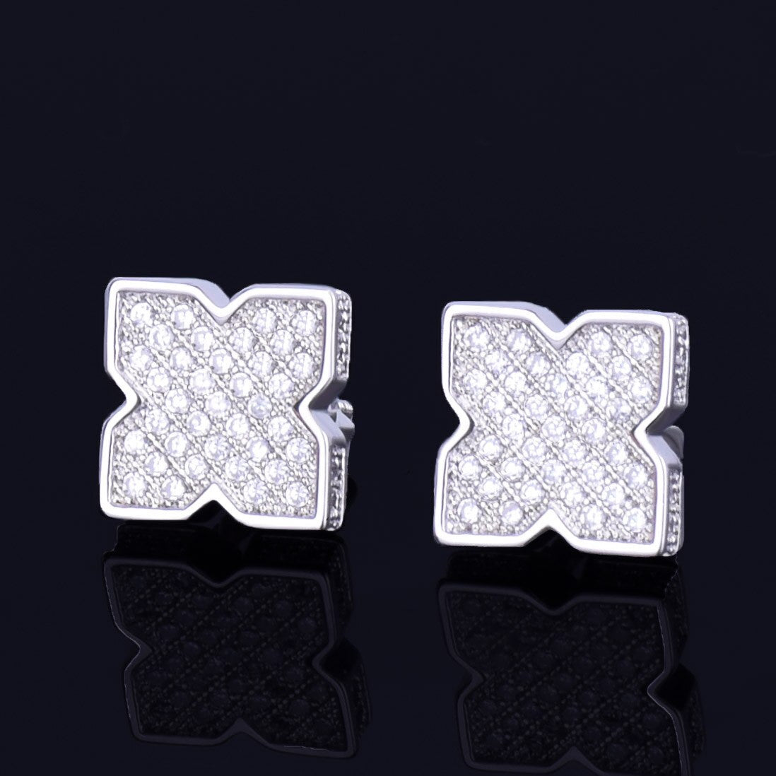 Star Studded | 9MM Silver 14k Gold VVS Diamond CZ Hip Hop Screw Back Earrings